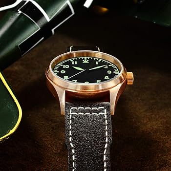 Amazon | サンマーティン時計ブロンズメカニカルパイロットメンズ